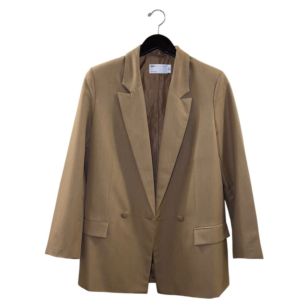 ASOS Design Oversized Double Breasted Blazer Tan Camel Size 4